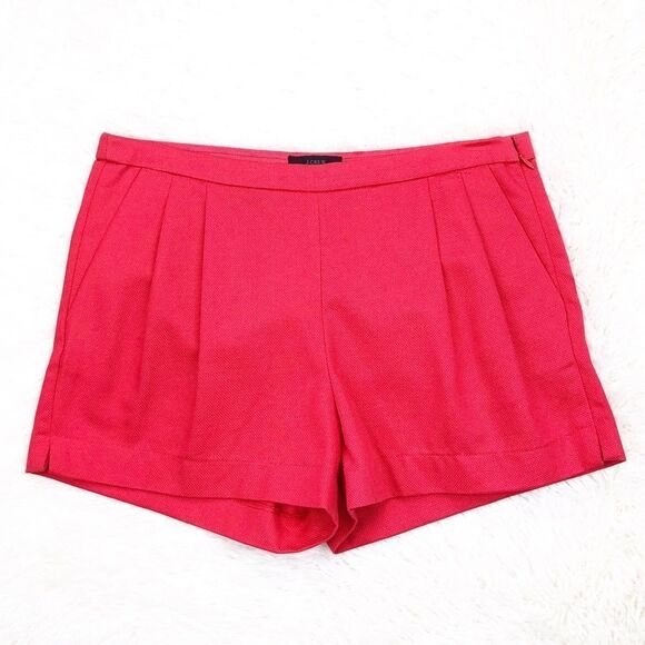J. Crew Red Pink Textured High Rise Shorts 4 - Picture 1 of 8